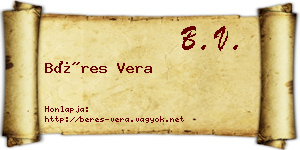 Béres Vera névjegykártya