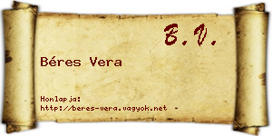 Béres Vera névjegykártya